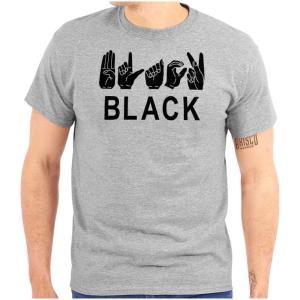 Brisco Brands Black ASL American Sign Language Graphic T Shirt Men or Women(Sport Grey)