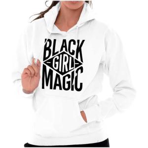 Brisco Brands Black Girl Magic Melanin Queen Hoodie Sweatshirt Women(White)
