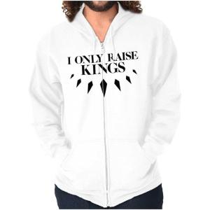 Brisco Brands Black Pride I Only Raise Kings Zip Hoodie Sweatshirt Women(White)