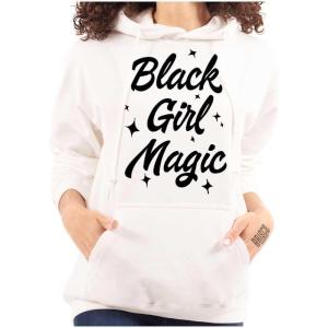 Brisco Brands Cute Black Girl Magic Melanin Queen Hoodie Sweatshirt Women(White)