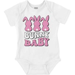 Brisco Brands Cute Rabbit Tails Easter Bunny Baby Baby Bodysuit Jumper Girls(White)