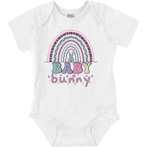 Brisco Brands Cute Spring Easter Egg Baby Bunny Baby Bodysuit Jumper Girls(White)