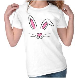 Brisco Brands Easter Bunny Halloween Costume Womens Slim Fit Graphic Tee(White)