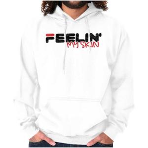 Brisco Brands Feelin’ My Skin Melanin Black Pride Hoodie Sweatshirt Women Men(White)