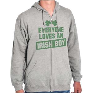 Brisco Brands Funny Saint Patrick’s Day Irish Boy Zip Hoodie Sweatshirt Men(Sport Grey)