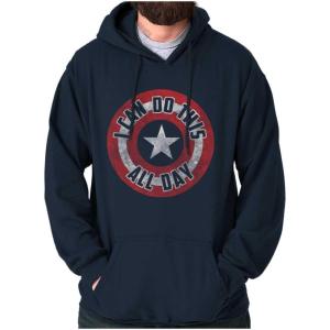 Brisco Brands I Can Do This All Day Star Shield Hoodie Sweatshirt Women Men(Navy)