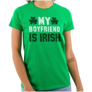 Brisco Brands St Patricks Day Irish Boyfriend Womens Slim Fit Graphic Tee(Irish Green)