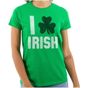 Brisco Brands St Patricks Day Irish Pride Shamrock Womens Slim Fit Graphic Tee(Irish Green)
