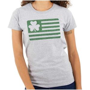 Brisco Brands St Patrick’s Day Irish-American Pride Womens Slim Fit Graphic Tee(Sport Grey)