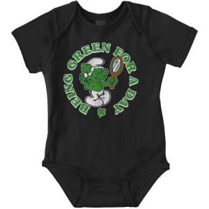 Brisco Brands Vanity Smurf Green For St Paddys Day Baby Romper Boys or Girls(Black)