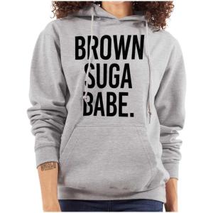 Brown Sugar Babe Cute Black Queen Hoodie Sweatshirt Women(Sport Grey)