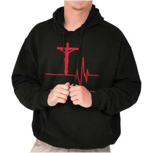 Christian Strong Jesus Saved My Life Crucifix Hoodie Sweatshirt Women Men(Black)