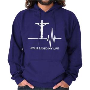 Christian Strong Jesus Saved My Life Crucifix Hoodie Sweatshirt Women Men(Purple)