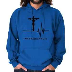 Christian Strong Jesus Saved My Life Crucifix Hoodie Sweatshirt Women Men(Royal)