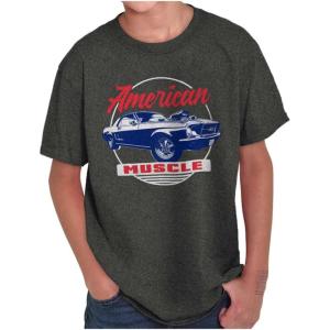 Classic Vintage American Muscle Car Boys Kids T Shirt Tees Tops(Dark Heather)