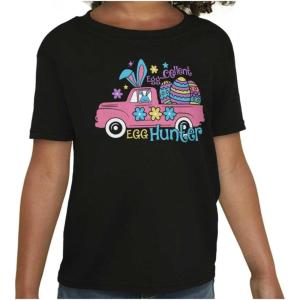 Easter Egg-Cellent Egg Hunter Truck Girls Kids T Shirt Tees(Black)