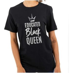 Educated Black Queen Empowered Womens Graphic T Shirt Tees(Black)