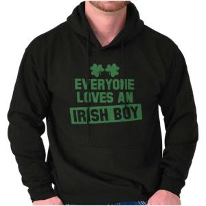 Funny Saint Patrick’s Day Irish Boy Hoodie Hooded Sweatshirt Men(Black)