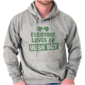 Funny Saint Patrick’s Day Irish Boy Hoodie Hooded Sweatshirt Men(Sport Grey)