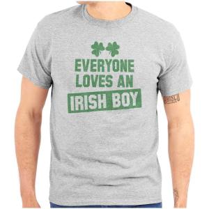 Funny Saint Patrick’s Day Irish Boy Mens Graphic T Shirt Tees(Sport Grey)