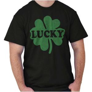 Lucky 4 Leaf Clover St Patrick’s Day Graphic T Shirt Men or Women(Black)