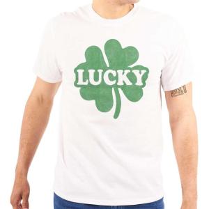 Lucky 4 Leaf Clover St Patrick’s Day Graphic T Shirt Men or Women(White)