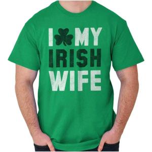 St Patricks Day I Love My Irish Wife Mens Graphic T Shirt Tees(Irish Green)