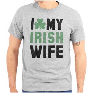 St Patricks Day I Love My Irish Wife Mens Graphic T Shirt Tees(Sport Grey)