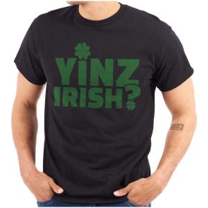Yinz Irish Funny St Patrick’s Day Graphic T Shirt Men or Women(Black)