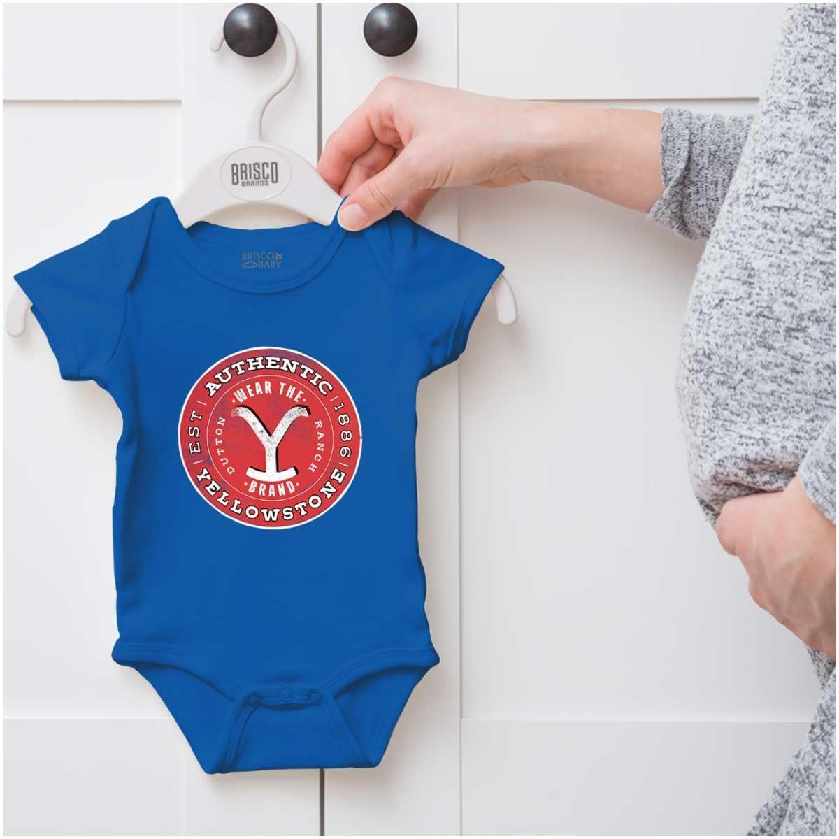 imageBrisco Brands Authentic Yellowstone Ranch Y Brand Baby Romper Boys or GirlsRoyal