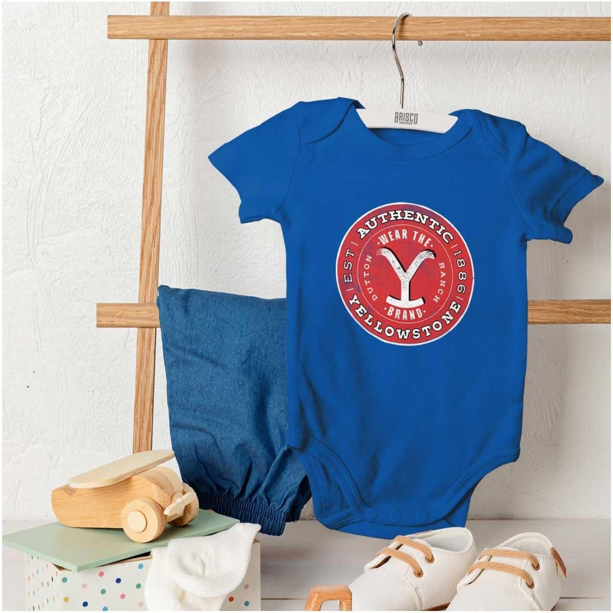imageBrisco Brands Authentic Yellowstone Ranch Y Brand Baby Romper Boys or GirlsRoyal