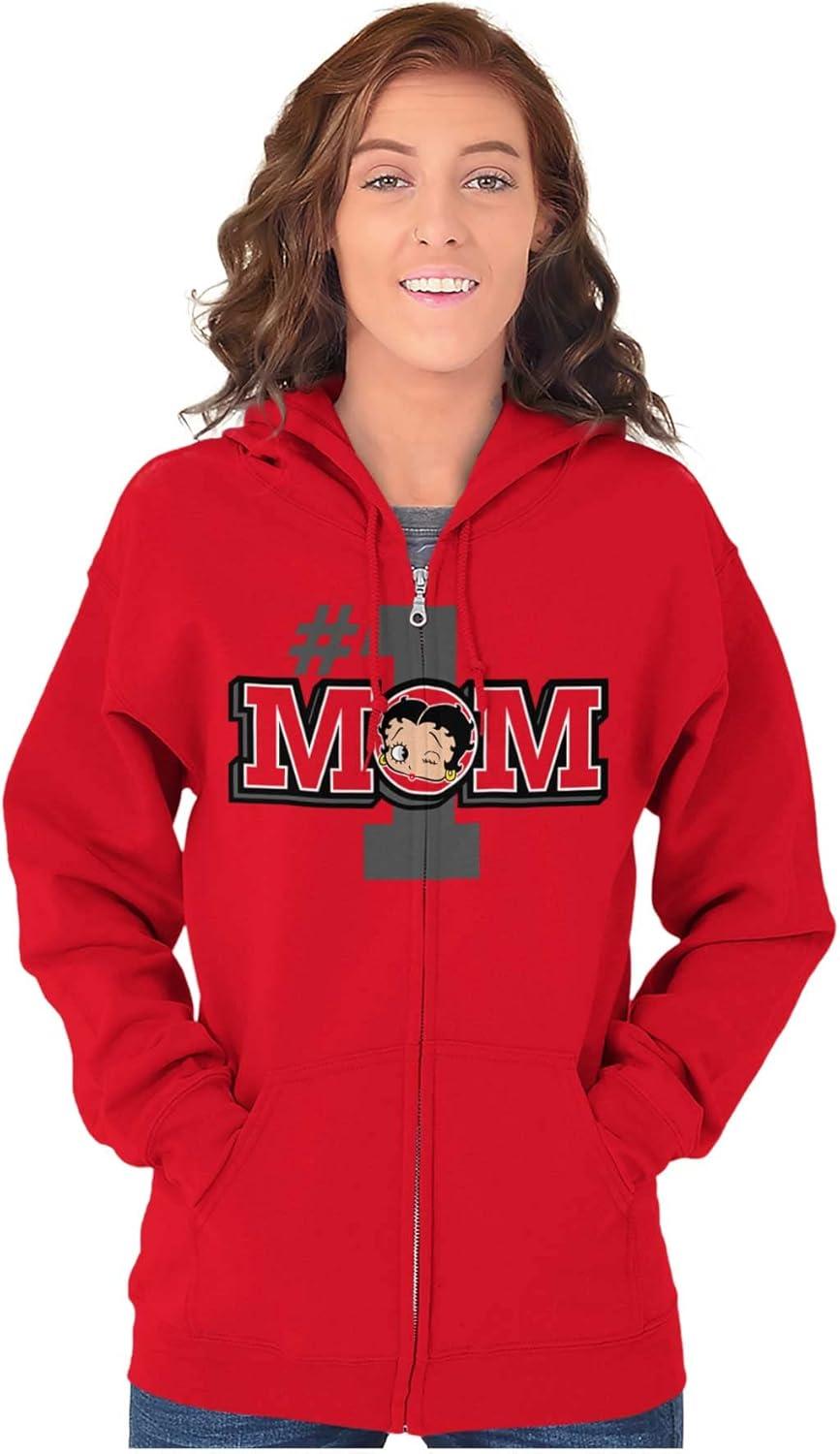 imageBrisco Brands Betty Boop Number 1 Mom Mothers Day Zip Hoodie Sweatshirt WomenRed