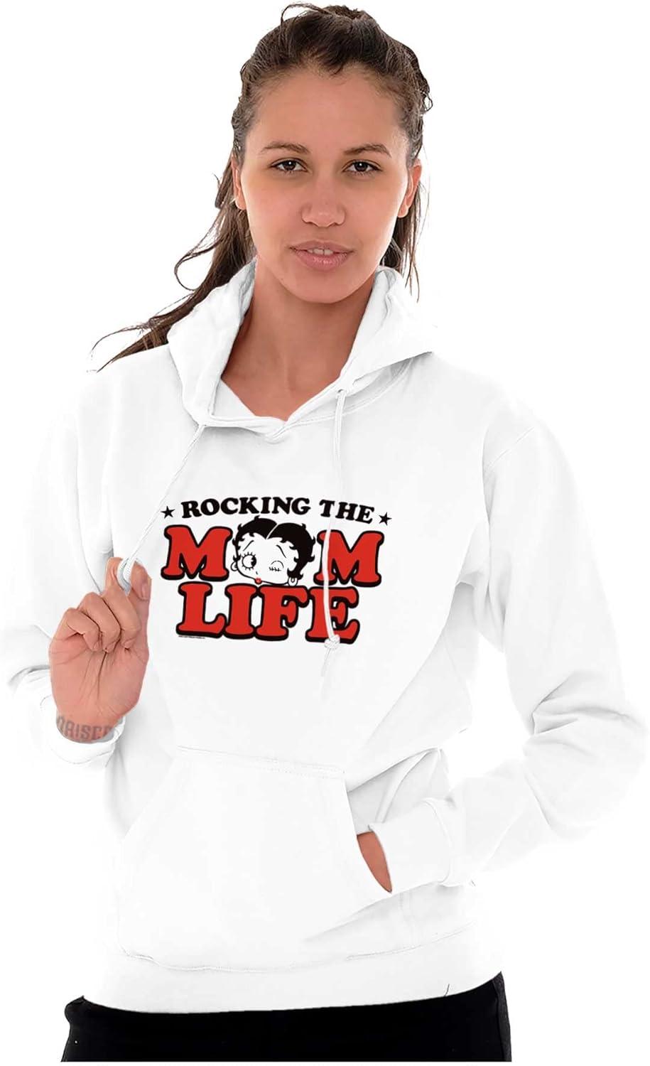 imageBrisco Brands Betty Boop Rocking The Mom Life Hoodie Sweatshirt WomenWhite