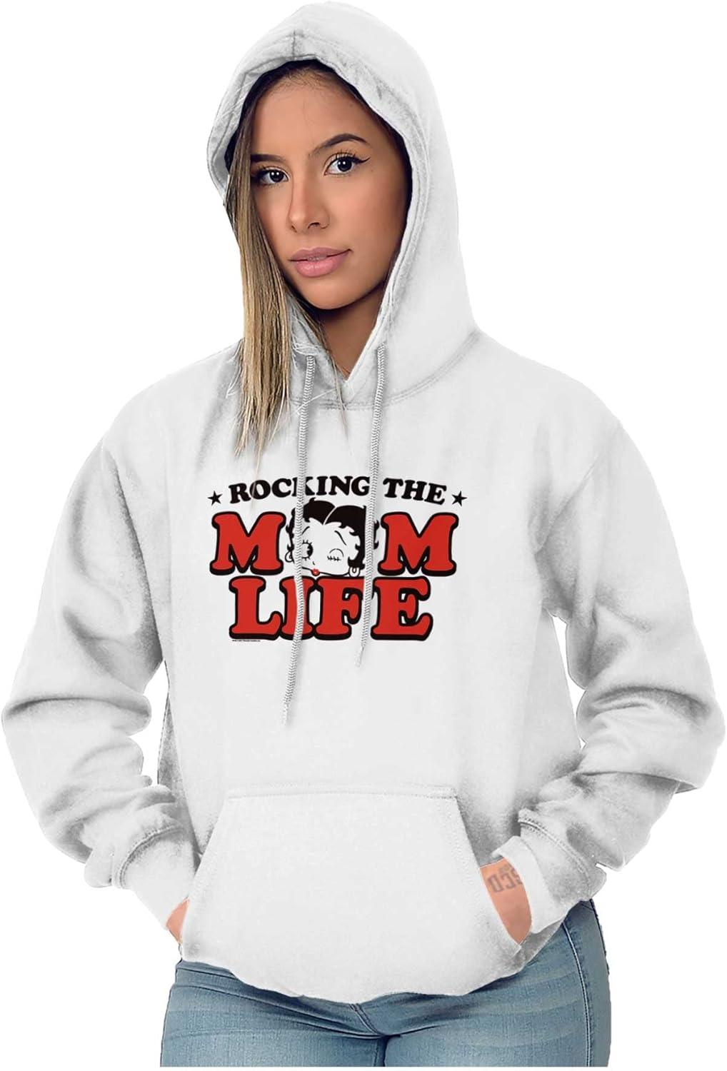 imageBrisco Brands Betty Boop Rocking The Mom Life Hoodie Sweatshirt WomenWhite