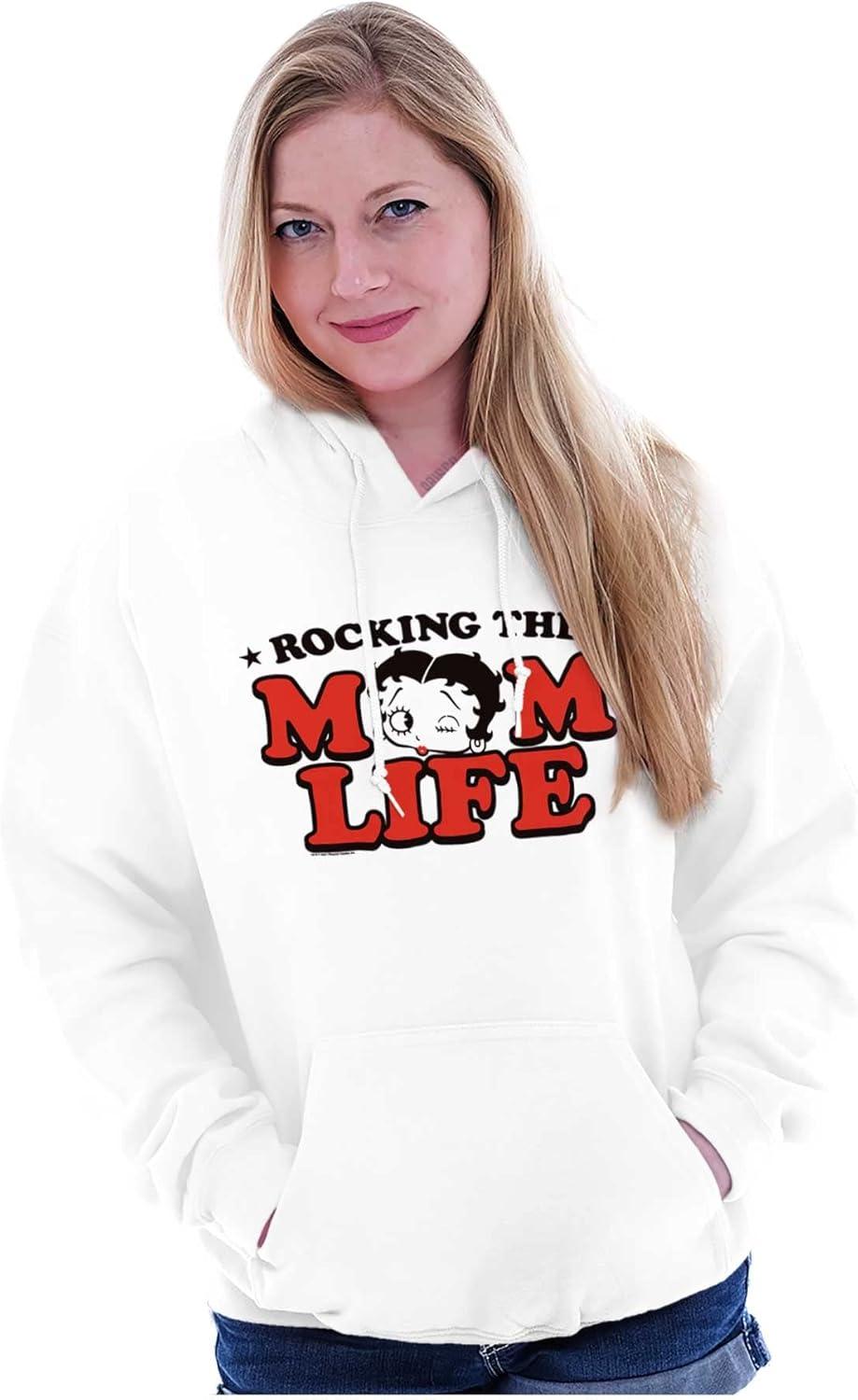 imageBrisco Brands Betty Boop Rocking The Mom Life Hoodie Sweatshirt WomenWhite