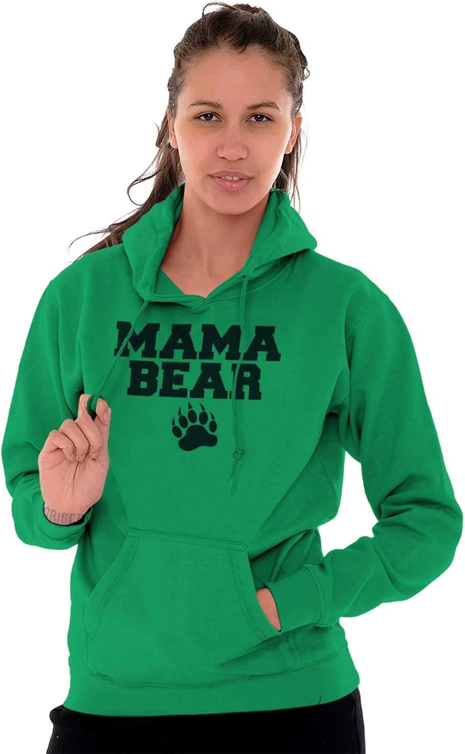 imageBrisco Brands Mama Bear Paw Print Cute Mothers Day Hoodie Sweatshirt WomenIrish Green