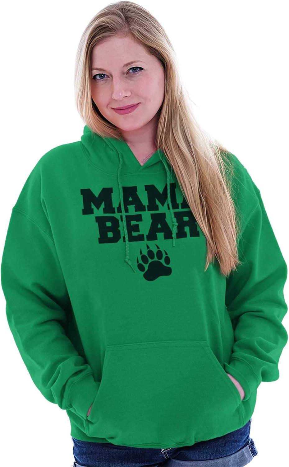 imageBrisco Brands Mama Bear Paw Print Cute Mothers Day Hoodie Sweatshirt WomenIrish Green