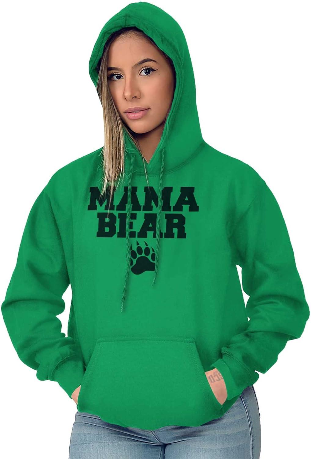 imageBrisco Brands Mama Bear Paw Print Cute Mothers Day Hoodie Sweatshirt WomenIrish Green