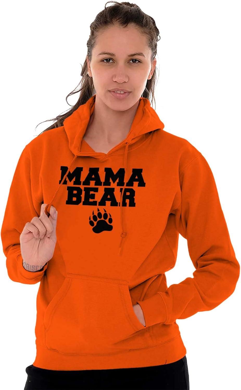 imageBrisco Brands Mama Bear Paw Print Cute Mothers Day Hoodie Sweatshirt WomenOrange