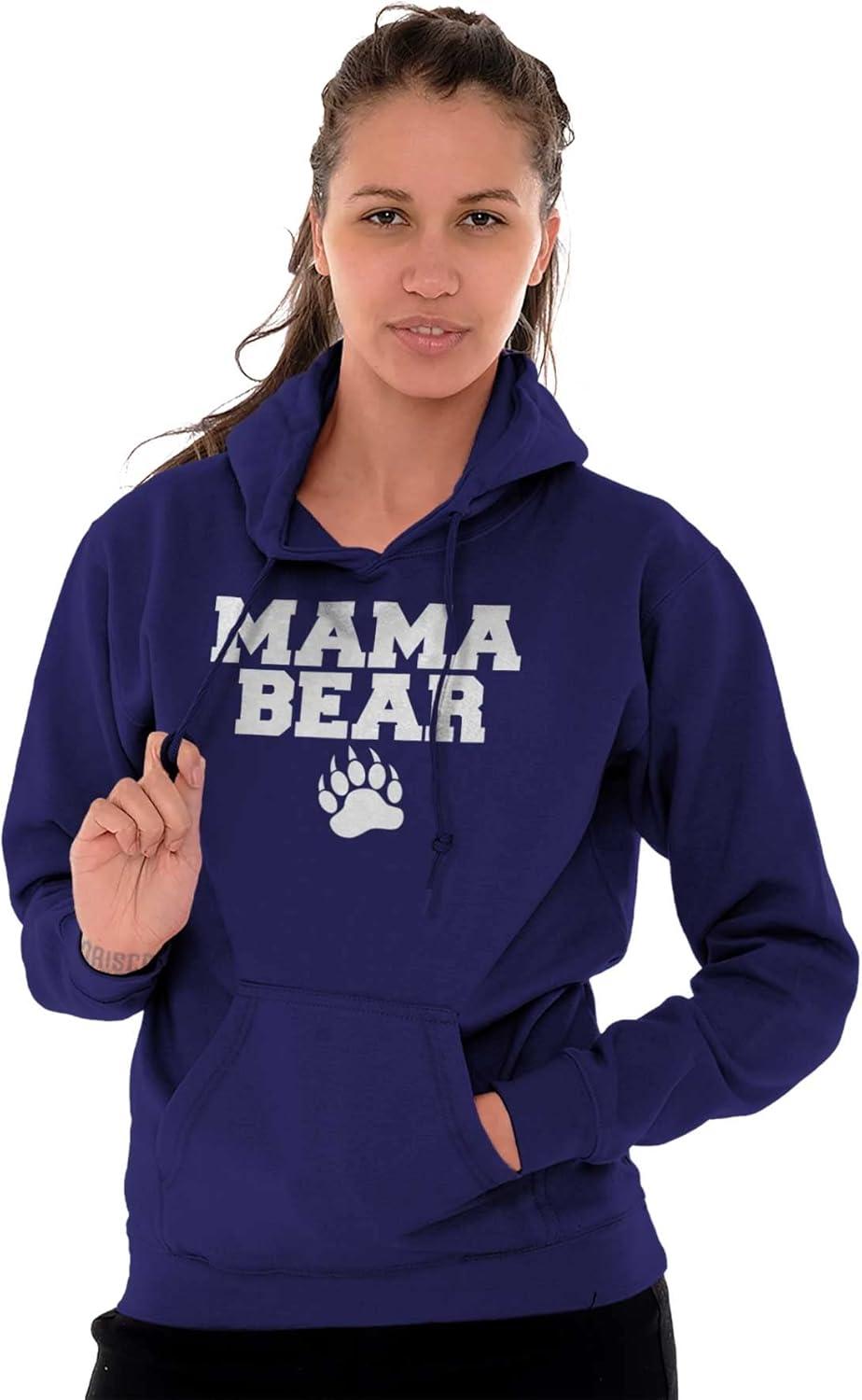 imageBrisco Brands Mama Bear Paw Print Cute Mothers Day Hoodie Sweatshirt WomenPurple