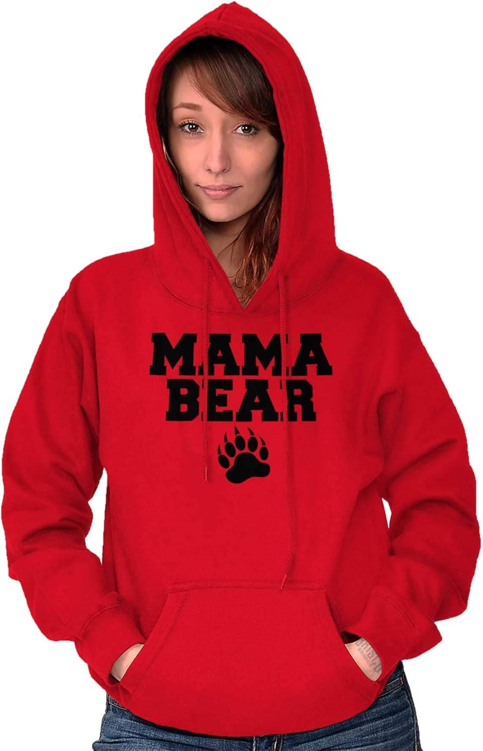 imageBrisco Brands Mama Bear Paw Print Cute Mothers Day Hoodie Sweatshirt WomenRed