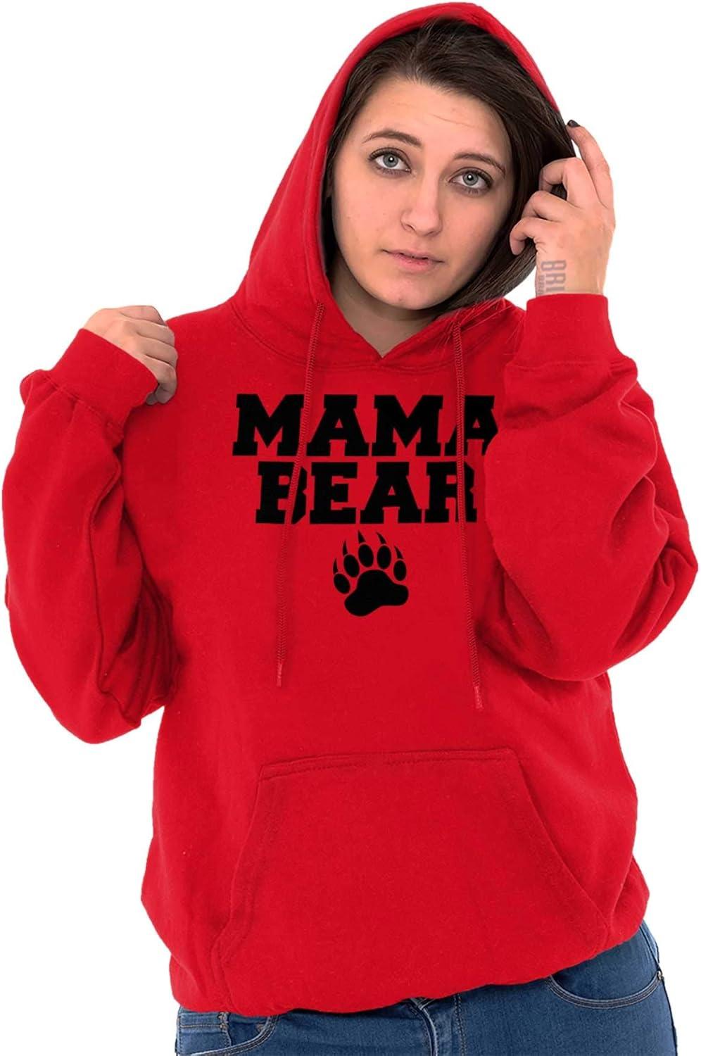imageBrisco Brands Mama Bear Paw Print Cute Mothers Day Hoodie Sweatshirt WomenRed