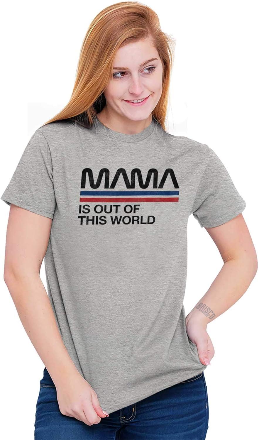 imageBrisco Brands Mama is Out of This World Space Joke Womens Graphic T Shirt TeesSport Grey