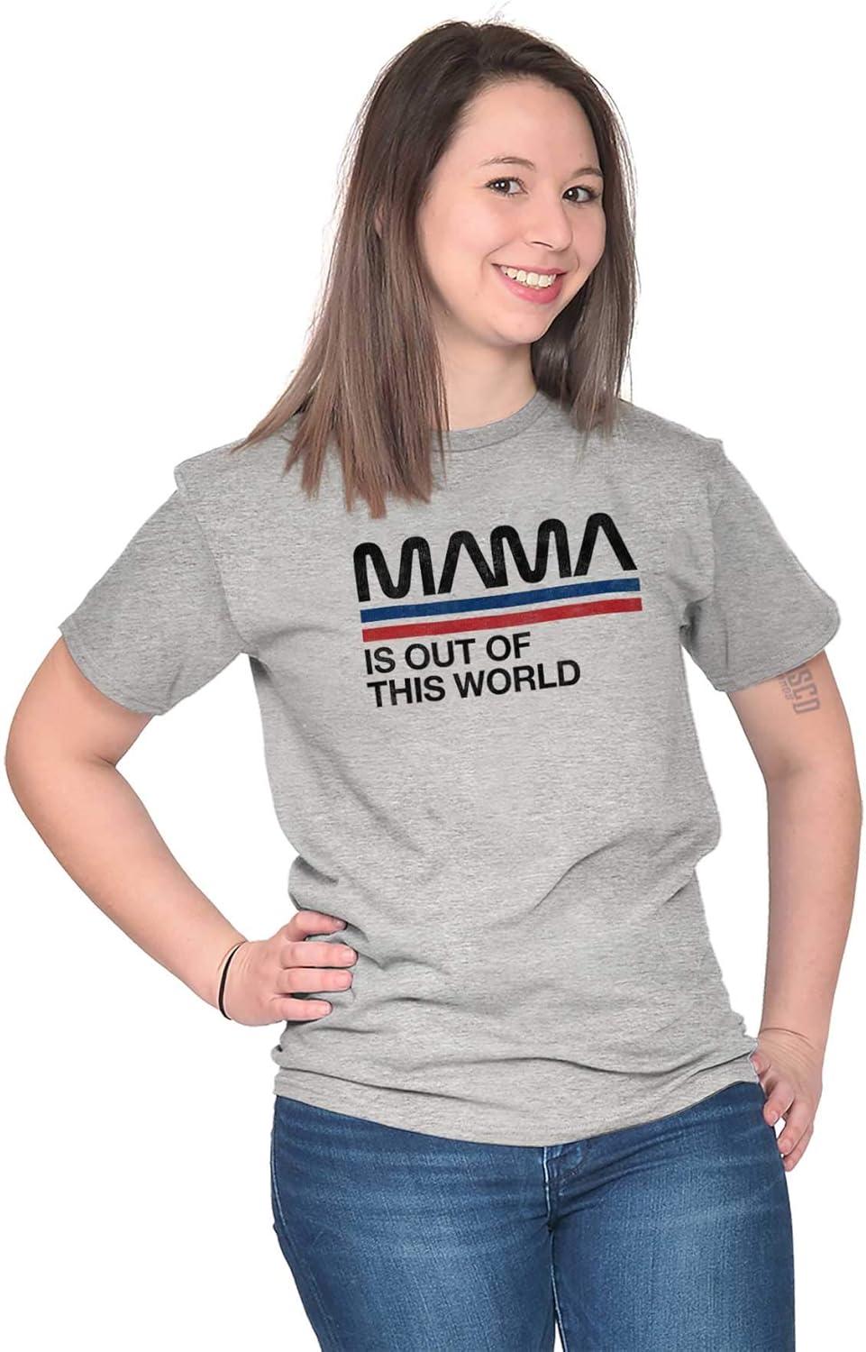 imageBrisco Brands Mama is Out of This World Space Joke Womens Graphic T Shirt TeesSport Grey