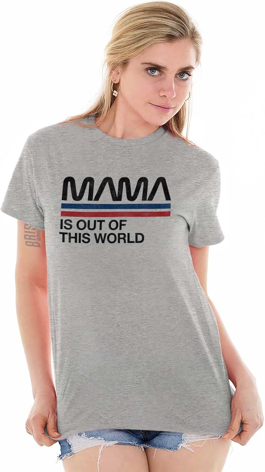 imageBrisco Brands Mama is Out of This World Space Joke Womens Graphic T Shirt TeesSport Grey
