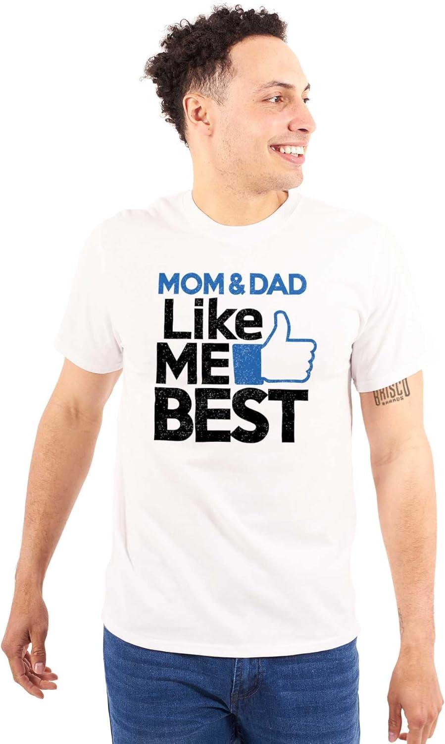 imageBrisco Brands Mom and Dad Like Me Best Thumbs Up Graphic T Shirt Men or WomenWhite