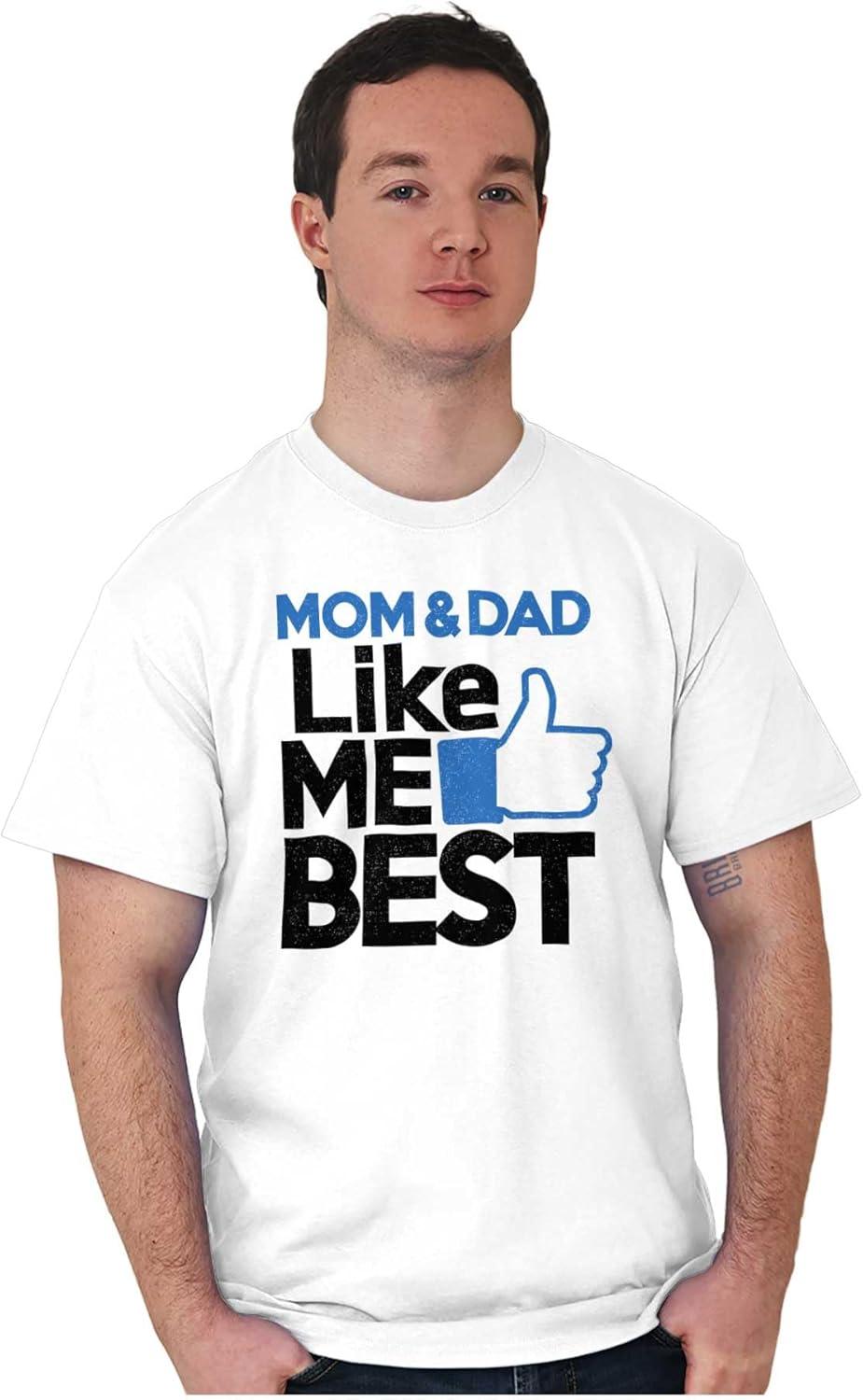 imageBrisco Brands Mom and Dad Like Me Best Thumbs Up Graphic T Shirt Men or WomenWhite