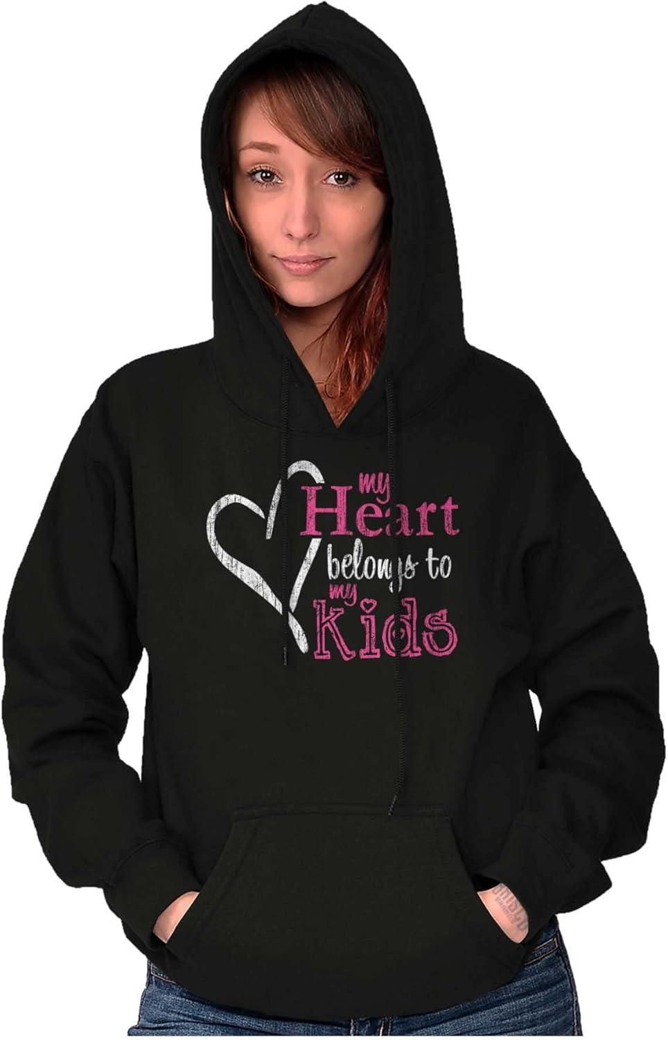 imageBrisco Brands My Heart Belongs to my Kids Cute Mom Hoodie Sweatshirt WomenBlack