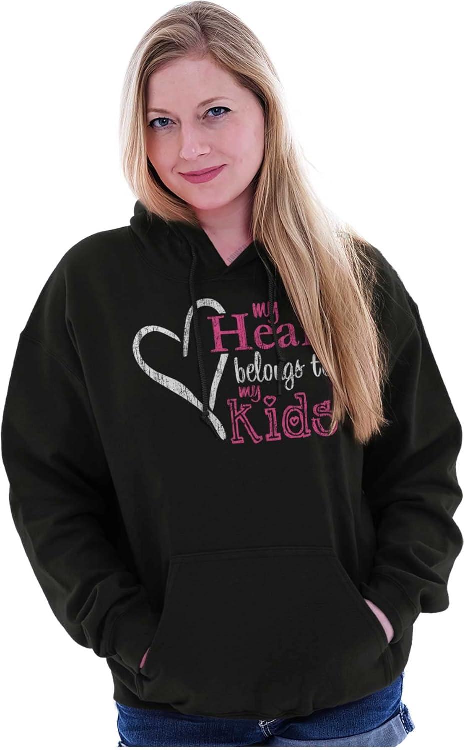 imageBrisco Brands My Heart Belongs to my Kids Cute Mom Hoodie Sweatshirt WomenBlack