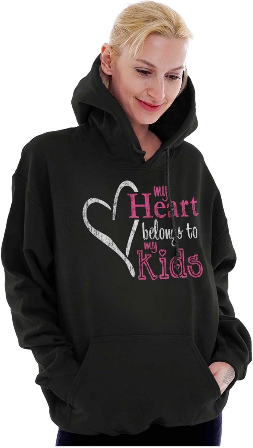 imageBrisco Brands My Heart Belongs to my Kids Cute Mom Hoodie Sweatshirt WomenBlack
